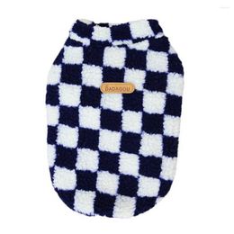 Dog Apparel Pets Clothes Close-fitting Non-allergic Keep Warm Checkerboard Fleece Pet Sweater Vest For Teddy