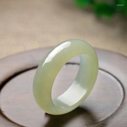 Cluster Rings Classic Natural Hetian Jade Ring Simple Women Party Wedding Jewelry Gift For Men