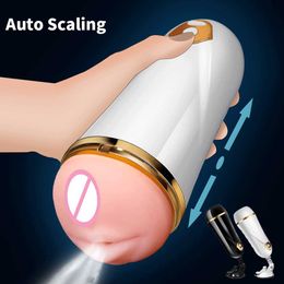 Beauty Items Pussy Automatic Male Masturbator Cup 10 Vibrating Tongue Licking Double Hole Realistic Vaginal Oral Blowjob sexy Toys for Men