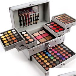 Makeup Train Cases Wholesale Miss Rose Professional Set Box In Aluminum Three Layers Glitter Eyeshadow Lip Gloss Blush For Drop Deli Dhgtl