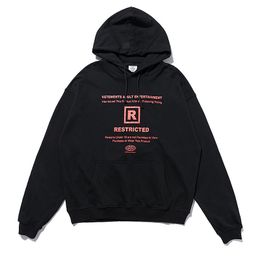 Mens Hoodies Sweatshirts Loose Vetements Black Hooded Pullover Cotton Print Men Women 1 1high Quality VTM Casual Sweatshirt 623