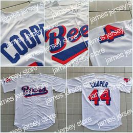 Soccer Jerseys Men Joe Coop Cooper #44 BASEketball BEERS Movie Jersey Button Down White Baseball Jerseys High Quality