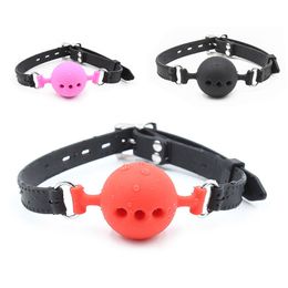 Bondage Couple Silicone Gag Ball BDSM Restraints Open Mouth Breathable Sex Harness Strap Toy for Women Accessories 230113