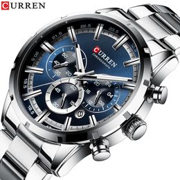 Wristwatches Relogio Masculino CURREN Fashion Mens Watches Top Brand Luxury Wrist Watch Quartz Clock Watch Men Waterproof Chronograph 230113