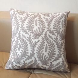 Pillow Junwell Delicate Cotton Canvas Embroidery Square Damask Decorative Patio Couch Throw Invisible Zipper 45X45CM SQ