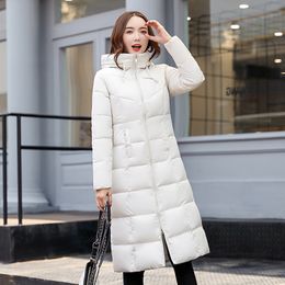 Women's Vest Winter Slimming Plus Size Hoodie Jacket Down Cotton Padded Long Over Knee Length Hooded Coat Oversize Snowwear 230112