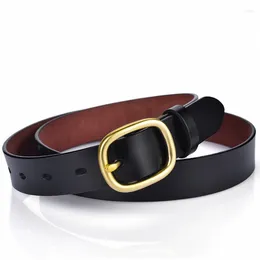 Belts Genuine Leather Belt For Women High Quality Ladies Strap Designer Fashion Golden Metal Pin Buckle