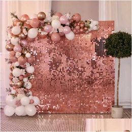 Party Decoration Square Rain Curtain Background Cloth Birthday Decorations Shimmer Wall Backdrop Wedding Decor Sequin Backgroundpart Dhuf9