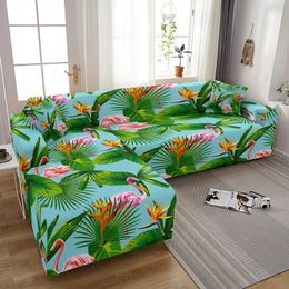 Chair Covers Leaf/Flamingo Elastic Sofa Cover Living Room For L-shaped And 1-4 Seater Sofas To Be Purchased In 2 Pieces