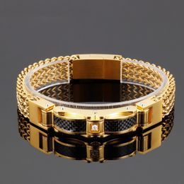 Charm Bracelets Gold Color Stainless Steel Link Chain Bracelets For Mens Metal Bracelet Male Charm Jewelry Accessory 230113