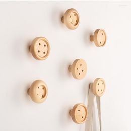 Hooks Nordic Button Wall Wood Key Hanger Creative Coat Hook Home Decoration Hookup Clothesline