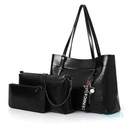 Totes HBP Soft Oil Wax PU Leather Women Handbags 3 Pieces Set Shoulder Bag