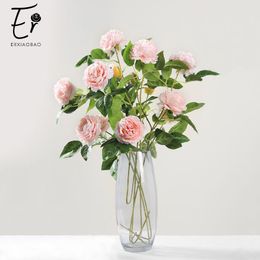 Decorative Flowers Erxiaobao Beautiful 3 Heads Peony Bud Artificial Red Pink White Blue Fake Silk Flower Plants For Wedding Home Decor & Wre