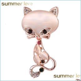 Pins Brooches Opal Stone Brooch Pin For Women Men Suit Shirt Collar Rhinestone Cute Animal Elegant Jewellery Gift Wholesale Drop Deliv Dh0Wa