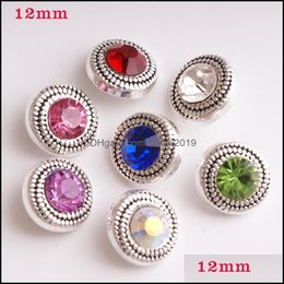 Other Fashion Mini Rhinestone Snap Button Jewellery Components 12Mm Metal Snaps Buttons Fit Earrings Bracelet Bangle Noosa Tz003 Drop Dhfn0