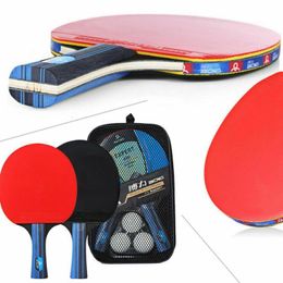 Table Tennis Raquets Training Racket Short Long Handle Student Ping Pong Paddle 2 Paddles With 3 Balls Storage Bag 230113
