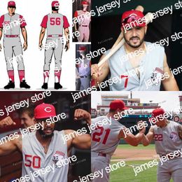 Baseball Jerseys 1956 Road Sleevelesss Eugenio Suarez 66 Yasiel Puig Joey Votto Johnny Bench Pedro Strop Aristides Aquino Sonny Grey Jesse Winker Jersey