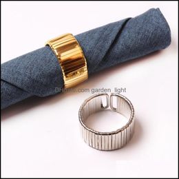 Napkin Rings Modern Sier Gold Metal Cafe Holders Drop Delivery Home Garden Kitchen Dining Bar Table Decoration Accessories Otfdi