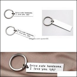 Key Rings Keychain Label With Ring Motorcycle Scooter Car And Gift Drive Safe Handsome I Love You Drop Delivery Jewelry Dho0C