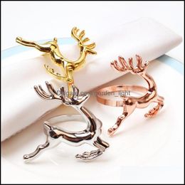 Napkin Rings Sier Gold Holders Deer Drop Delivery Home Garden Kitchen Dining Bar Table Decoration Accessories Otqr2