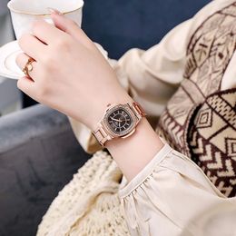Wristwatches 2023 Women Rose Gold Watch Fashion Ladies Quartz Diamond Wristwatch Elegant Female Bracelet Watches