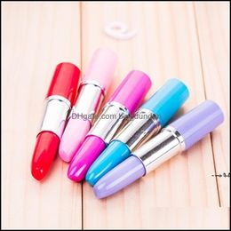 Gel Pens New5 Colros Lipstick Ballpoint Pen Kawaii Candy Colour Plastic Ball Novelty Item Stationery Rre12288 Drop Delivery Office Sc Otcub