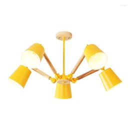 Chandeliers Nordic Chandelier Living Room Lamp Solid Wood Macarons Living/Dining/Bedroom White Black Gary Green Pink Yellow E27 AC90-240v