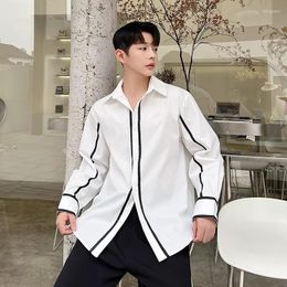 Men's Casual Shirts Original Men's Streetwear Harajuku Long Sleeve Shirt Boy Chic Loose Oversize Blouse Korean Designer Clothing