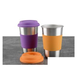 Mugs 50Pcs 500Ml Stainless Steel Cups With Sile Er Cap Juice Beer 16Oz Tumbler Metal Kitchen Drinking Mug Sn1335 Drop Delivery Home Dhzcd