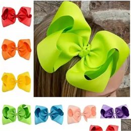 Party Favor 20 Colors Candy Color 8 Inch Baby Ribbon Bow Hairpin Clips Girls Large Bowknot Barrette Kids Hairbows Hair Accessories 1 Dhofx