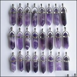 Charms Natural Stone Amethyst Hexagonal Healing Reiki Point Crystal Pendants For Jewelry Making Diy Necklace Earrings Drop Delivery Otsap