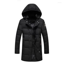 Men's Down Winter Jacket 2023 Men Cotton Coats Zipper Long Hooded Solid Hat Detachable Black Parkas 4XL 5XL M01