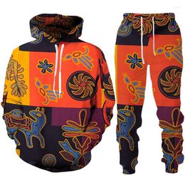 Men's Tracksuits African Couple Clothes Embroidery Dashiki Print Hoodie/Zipper Sweatshirt/Pants/Set Fashion Men Women Sportswear Suit
