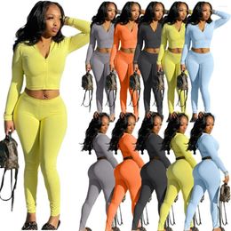 Women's Two Piece Pants Simple Sexy Navel Finger Long Sleeve Stretch Slim Crop Top 2 Set Sports Yoga Fitness Sweatpants And Hoodie