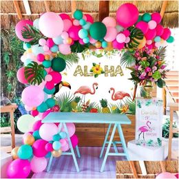 Party Decoration Summer Pink Flamingo Decor Balloon Banner Tropical Hawaiian Birthday Supplies Luau Aloha Drop Delivery Home Garden Dhszo