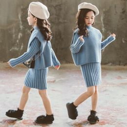 Clothing Sets 2Pcs Toddler Kids Baby Girls Autumn Winter Clothes Tops Sweater Elastic Dress Fashion Children Set