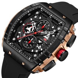 Wristwatches Fashion Watch Men Luxury Top Brand Sport Quartz Watches Waterproof Chronograph Wristwatch Relogio Masculino Black Silicone Strap 230113