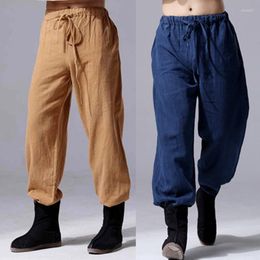 Men's Pants 2023 Fashion Men Linen Comfortable Male Trousers Casual Straight Plus Size M-5XL 6XL Black White Navy Blue