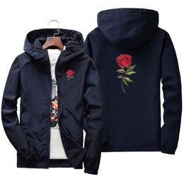 Men's Jackets Rose Jacket blazer Windbreaker Men And Women's Jacket New Fashion White And Black Roses Outwear Coat 2023New style