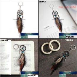 Decorative Objects Figurines Ancient Sier Leaf Manual Dream Catcher Key Chain Pendant Small Commodity Creative Gift Drop Delivery Otkmi