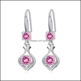 Charm S925 Stamp Sier Plated Earrings Cut Fish Charms Zircon Earring Jewellery Blue Pink White Shiny Crystal Hoops Piercing For Women Dhbu1