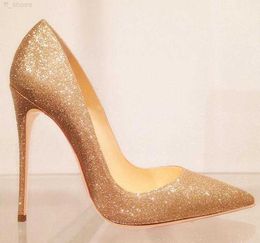 2023 Casual Designer Sexy Lady Mode Frauen Schuhe Gold Giltter Stiletto Stripper High Heels Dünne Absätze Hochzeit Prom Abend Pumps Größe 33 44