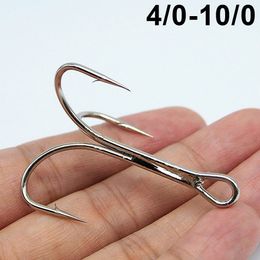 Fishing Hooks 50Pcs Big Treble High carbon Steel Shark Tuna Jig Triple Anchor Fishhooks Saltwater Barbed hook Strong 40100 230113