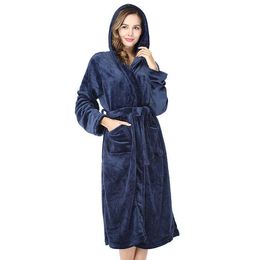 Women s Robe Hooded Women Bathrobe Coral Fleece Warm Sleepwear Nightgown Casual Winter Home Clothing Nightwear Intimate Lingerie 230112