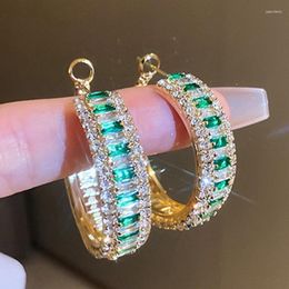 Hoop Earrings UILZ High Quality Gold Colour Women Micro Paved CZ Stone Fashion Versatile Girls Circle Earring Trendy Jewellery