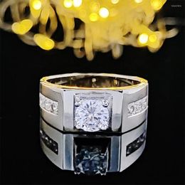 Cluster Rings Real 925 Sterling Silver For Unique Men Wedding Engagement Ring Original Moissanite R303s