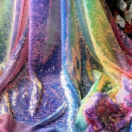 Fabric and Sewing Colour Rainbow Super Shingle Special Material Sequin Fish Scale Drape Wedding Dress 230113