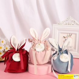 DHL Fast Ship Easter Cute Bunny Gift Packing Bags Velvet Valentines Day Rabbit Chocolate Candy Bags Wedding Birthday Party Jewellery