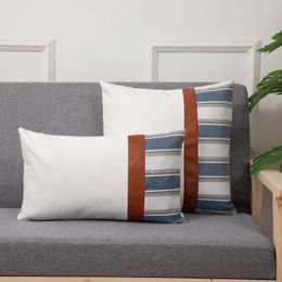 Pillow Case American Geometric Patchwork Leather 45x45cm Office Striped Lumbar 30x50cm Bed Head Sofa