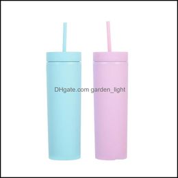 Tumblers Sea 6 Colour 16Oz Matte Coloured Acrylic Tumbler St Double Walled Plastic Water Bottle Portable Frosted Coffee Mug 273 S2 Dro Dh7D4